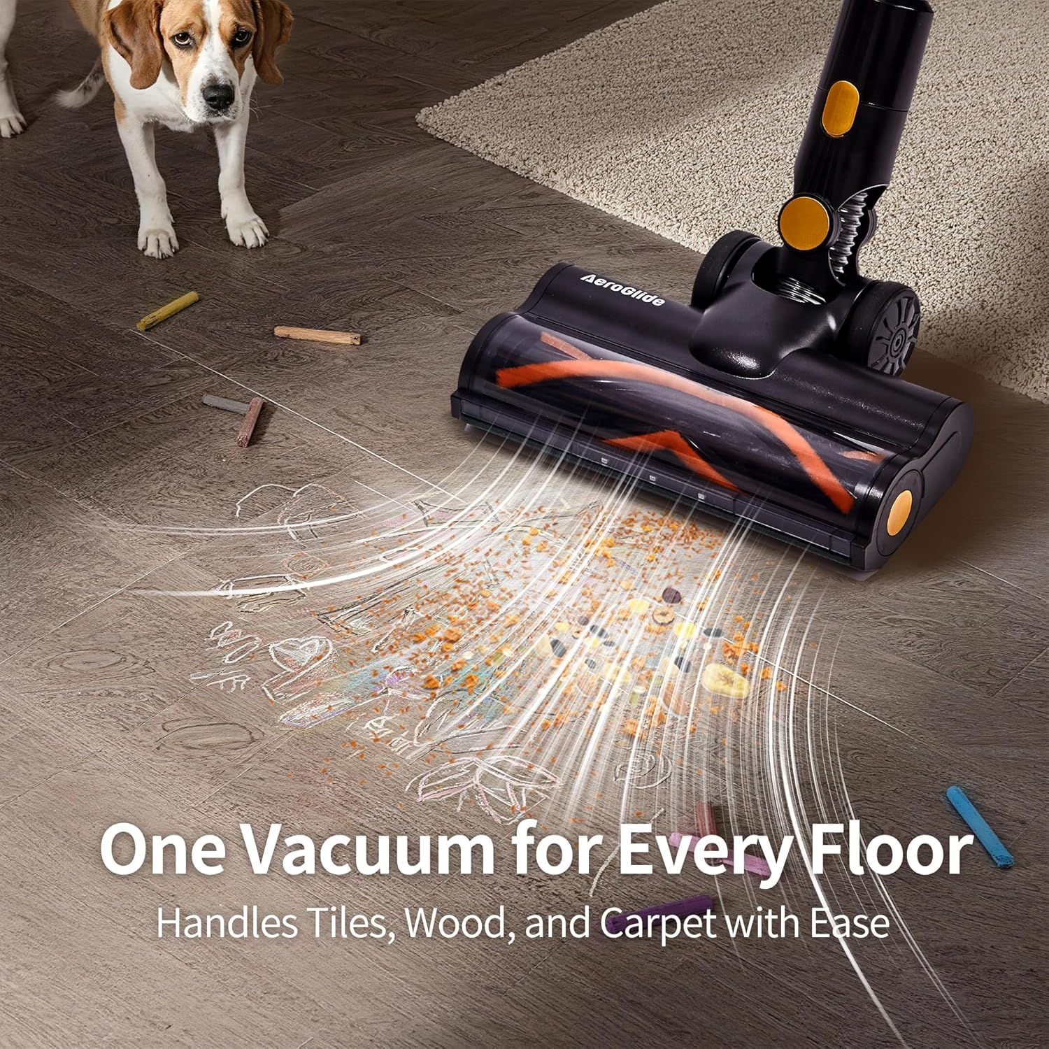 Cordless Stick Vacuum Cleaner, 45Kpa Powerful Suction, 550W Motor, 50 Min Runtime, Auto Mode, LED Display, Wall Mount, HEPA Filter &ndash; Ideal for Pet Hair, Hard Floors & Carpets