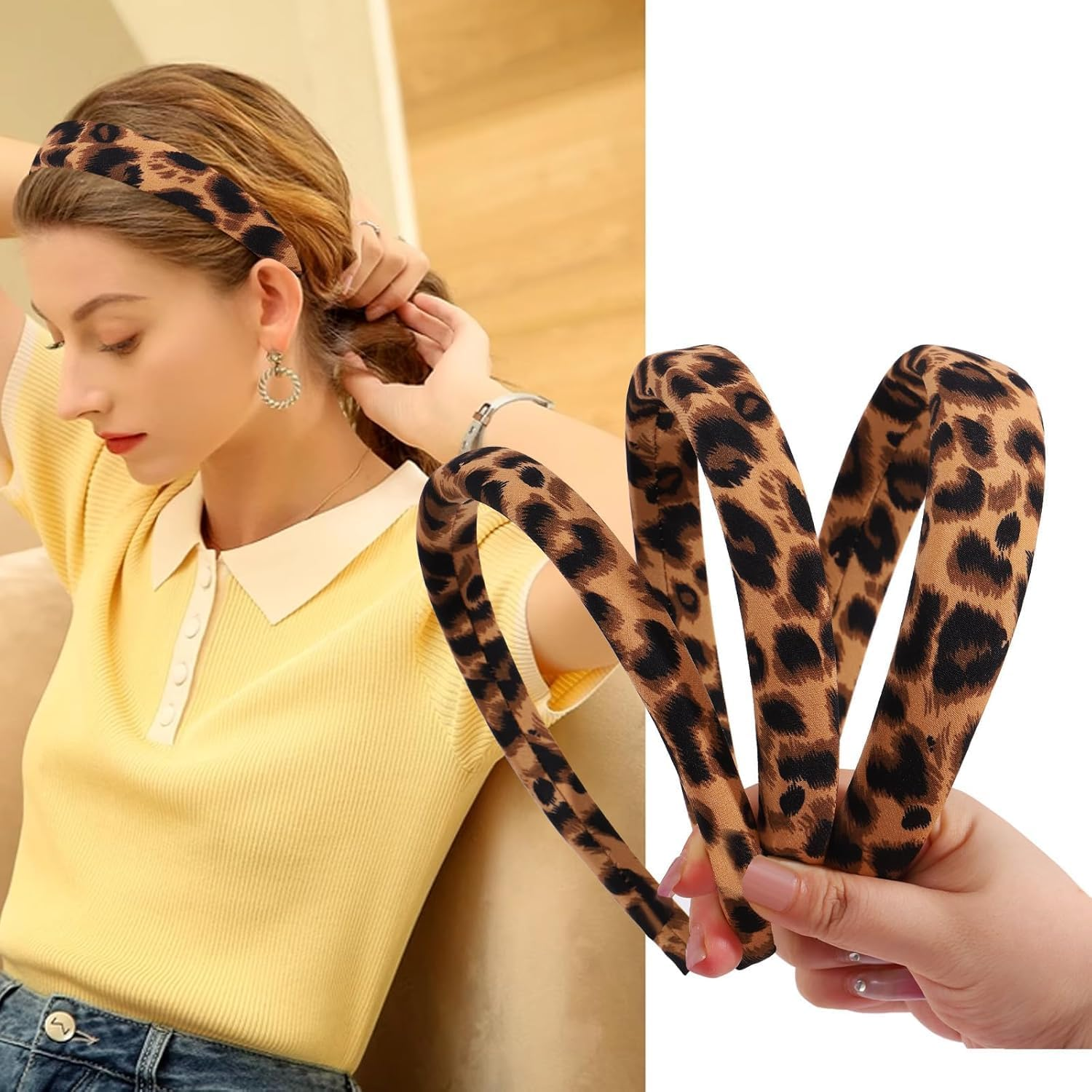 Leopard Print Headband, Women'S Vintage Hair Accessories, Leopard Headband, Women'S Girls, Leopard Headband, Headbands for Women and Girls image number 5