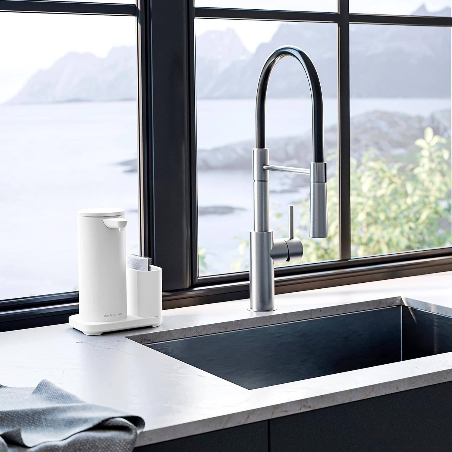 Simplehuman Rechargeable Automatic Soap Dispenser 466 Ml with Sponge Caddy &ndash; Touch-Free Sensor Pump for Dish Soap ST1081 image number 2