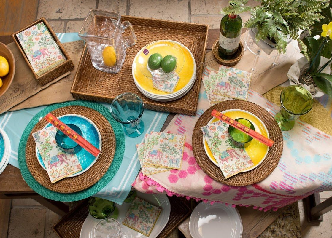 Entertaining with Caspari Le Jardin De Mysore Cocktail Napkins, Box of 40 image number 2