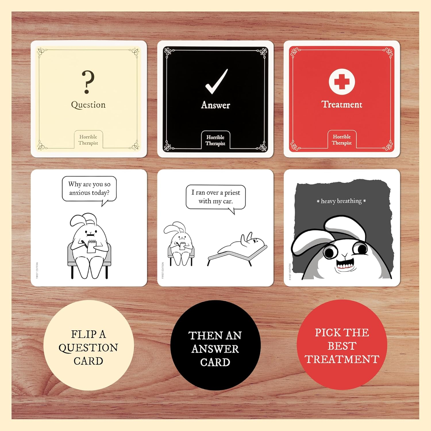 Exploding Kittens Horrible Therapist: Extra Horrible Edition by 3-8 Players - Ages 17+ - 15 Minutes to Play - Explicit Comic Building Game - Party Game, Family Game Night, Adult Card Game image number 5