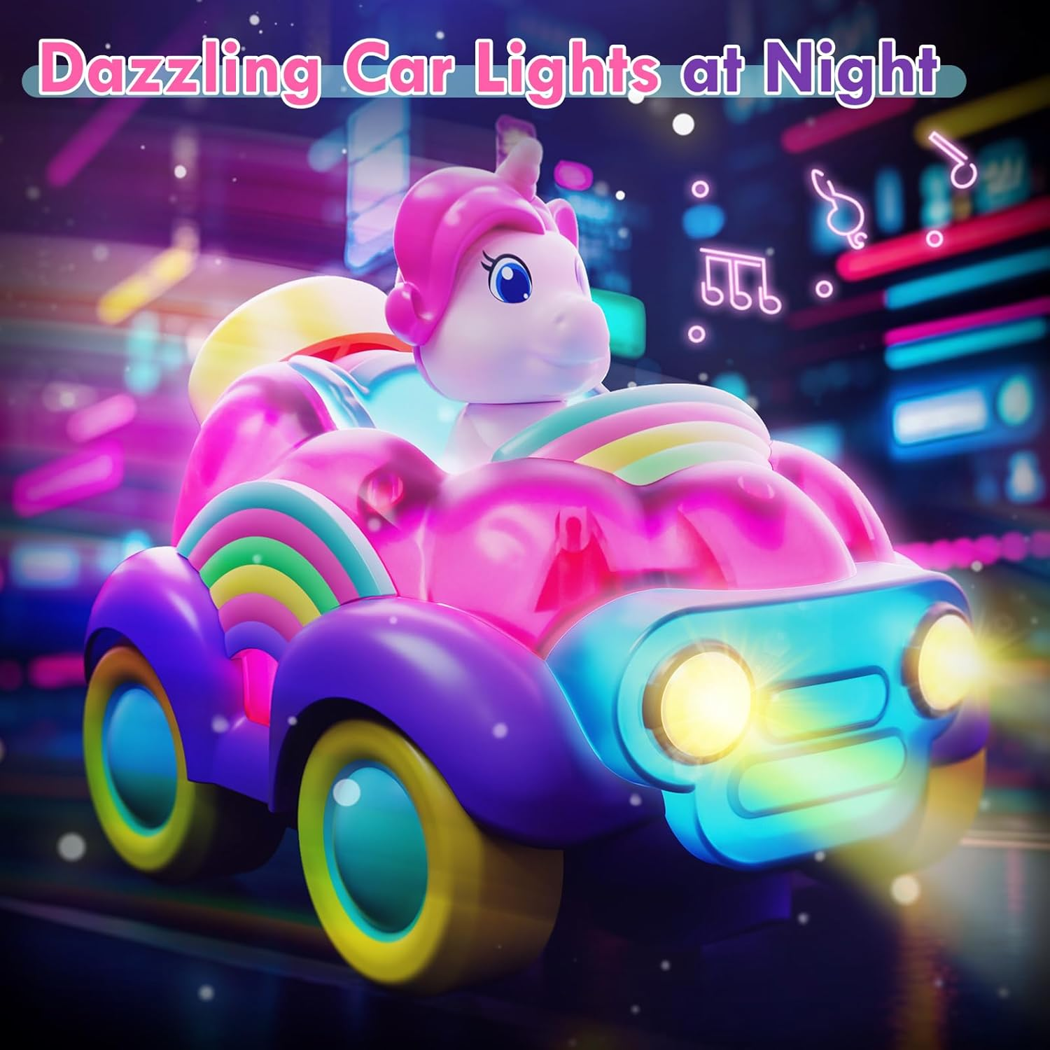 Remote Control Car Unicorn Toys for Girls, Pink RC Cars with Cute Cool LED Lights & Music, 2.4Ghz Girls Toys Car USB Direct Charging Unicorn RC Cars Easter Birthday Gifts for Kids Girl 3+ Year Old image number 6