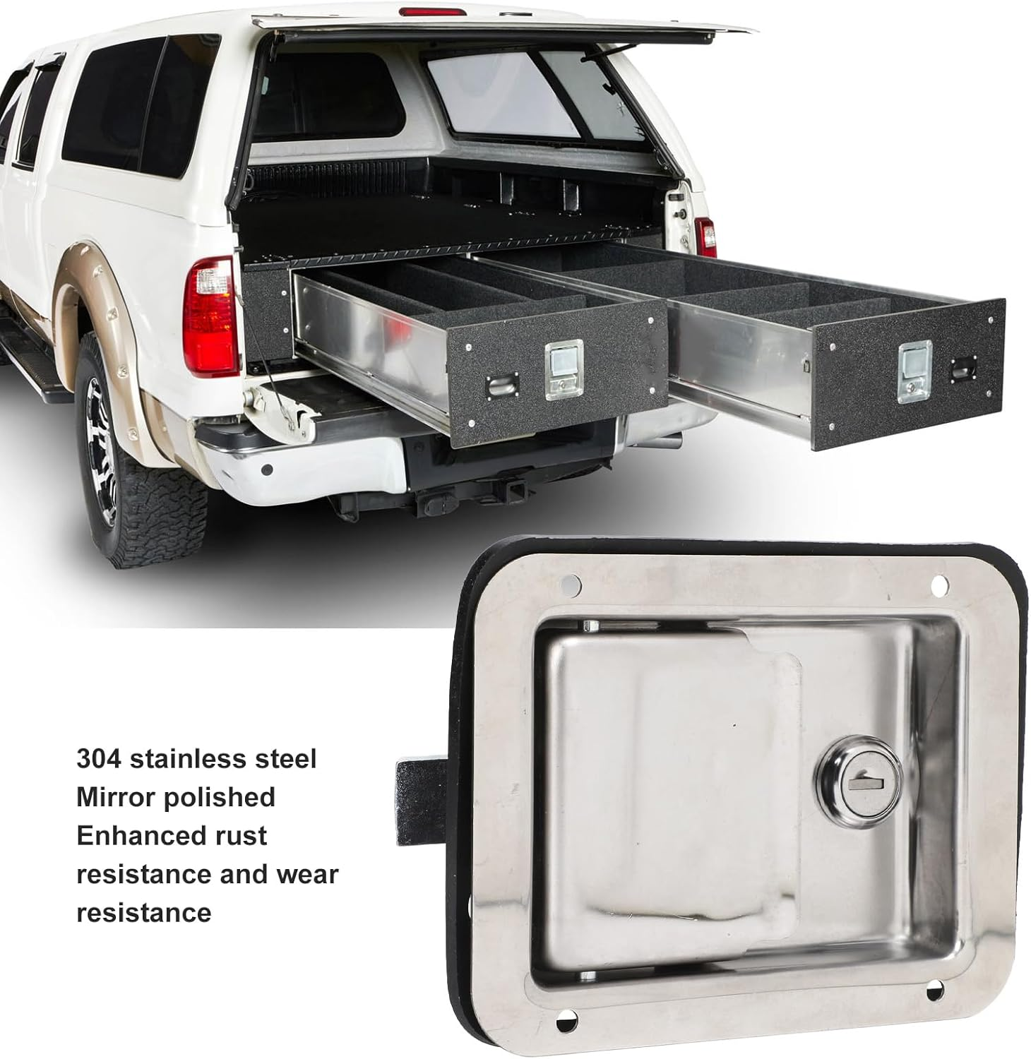 Jiawu RV Truck Door Tool Box Lock, Trailer Toolbox RV Handle Latch with 2 Keys, Stainless Steel Paddle Latch Pull Handle Lock for Rvs Trailers Door Electrical Cabinet image number 2