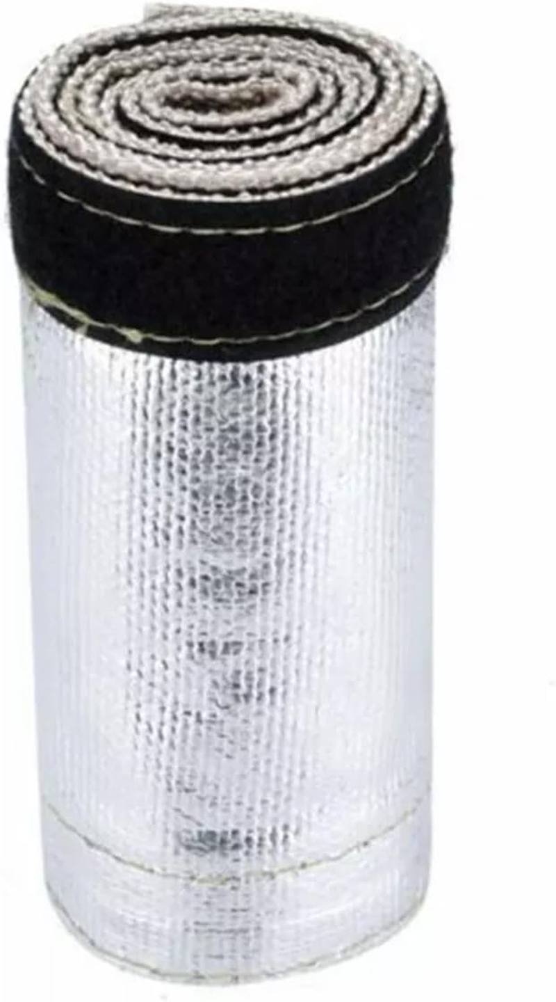 AIMALL 30Mm X 1M Buckle Type Aluminium Foil Fibreglass Heat Shield Sleeve High Temperature Resistant Fire Retardant Insulation Cover for Wire Hose Cable Protection image number 2