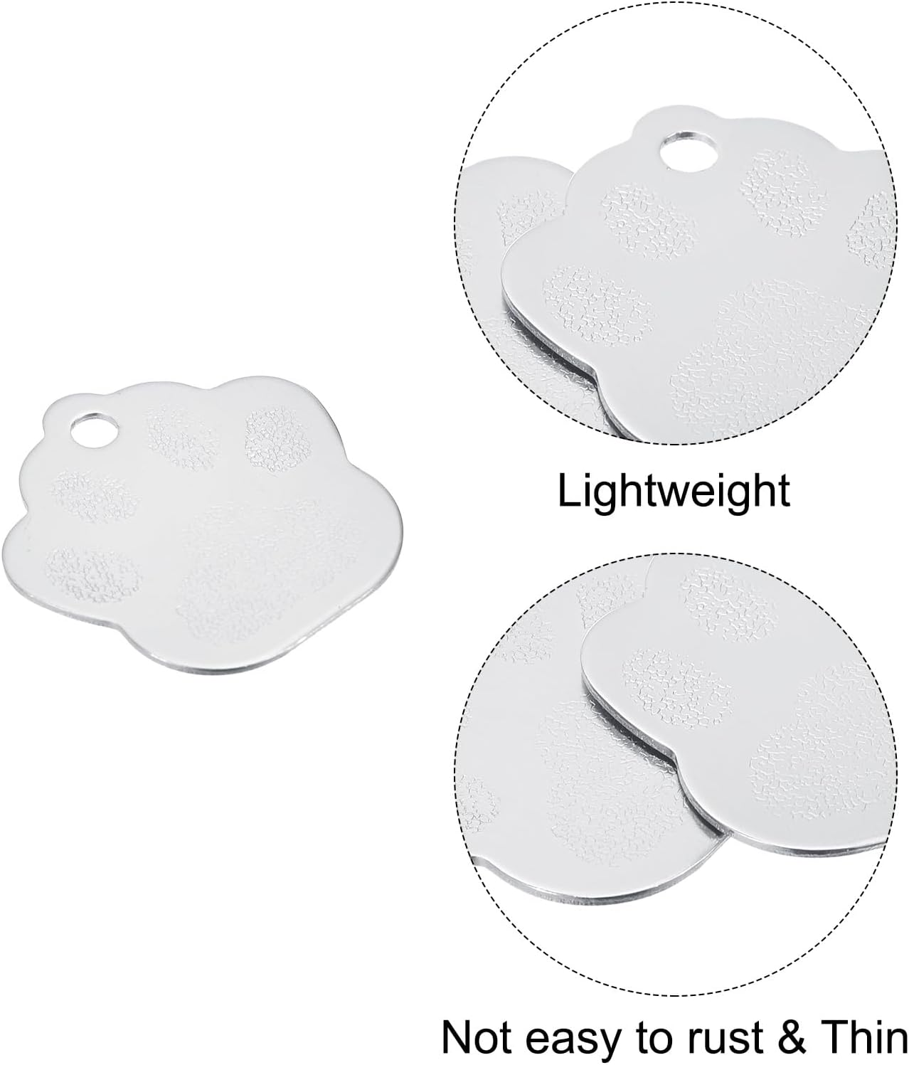 Uxcell Metal Dog'S Paw Tags Stamping,Silver Blank Dog Tags DIY Engraving Blank Tags Aluminium for Pet Dog ID Tags,Pendant Decoration,Craft Tags,Pack of 15 image number 2