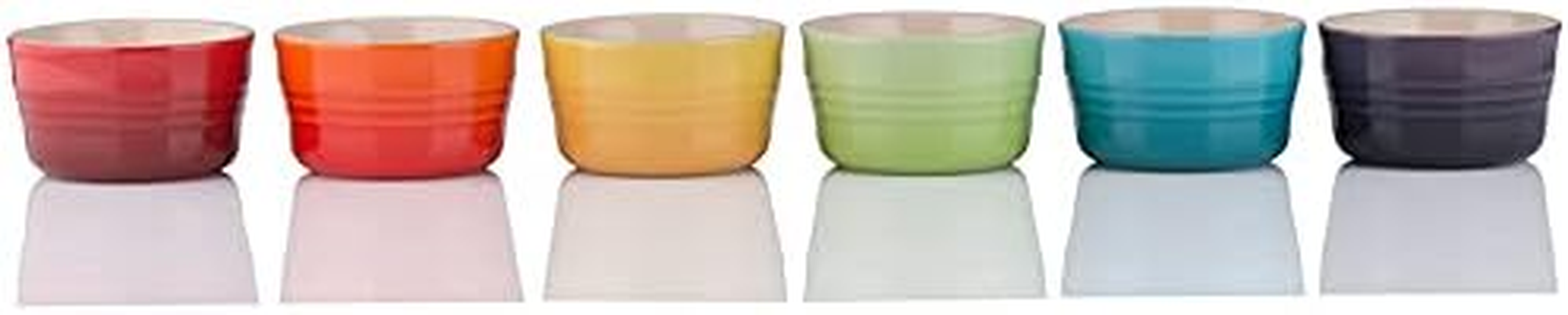 Le Creuset Set of 6 Mini Rainbow Ramekin, Stoneware,Rainbow, 100 Ml image number 3