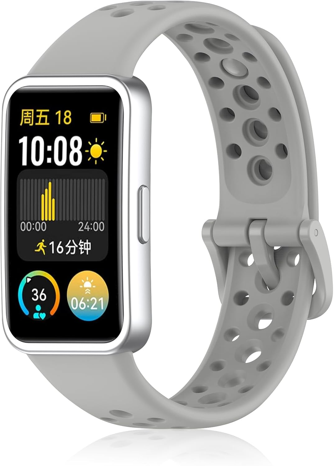 Dhwgang Silicone Strap Compatible with Huawei Band 10 9 8 Wristband, Sporty, Soft, Ventilation Hole Design, Smartwatch Replacement Bands