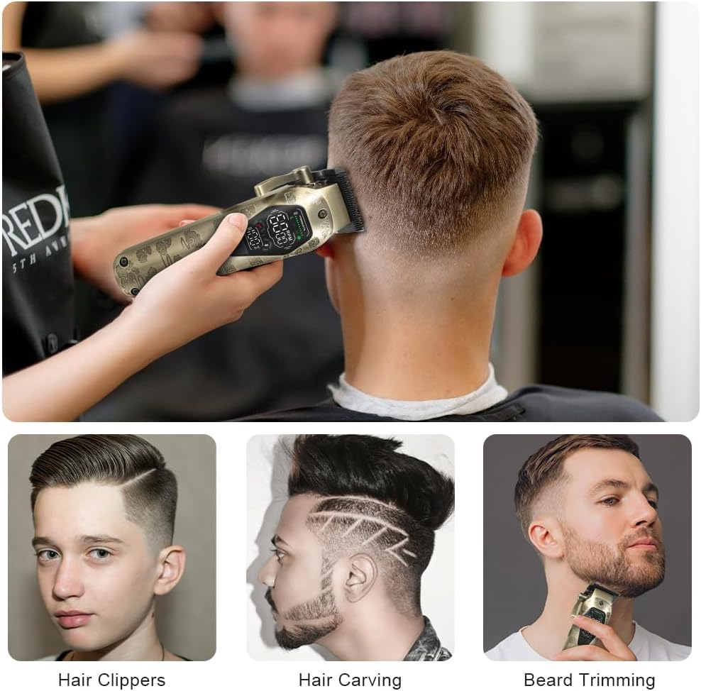 Alaoo Hair Trimmer for Men + Hair Trimmer Kit, USB Rechargeable Hair Cutting Set with LCD, Care Set, Waterproof, Rechargeable, Ideal Gift for Men image number 6