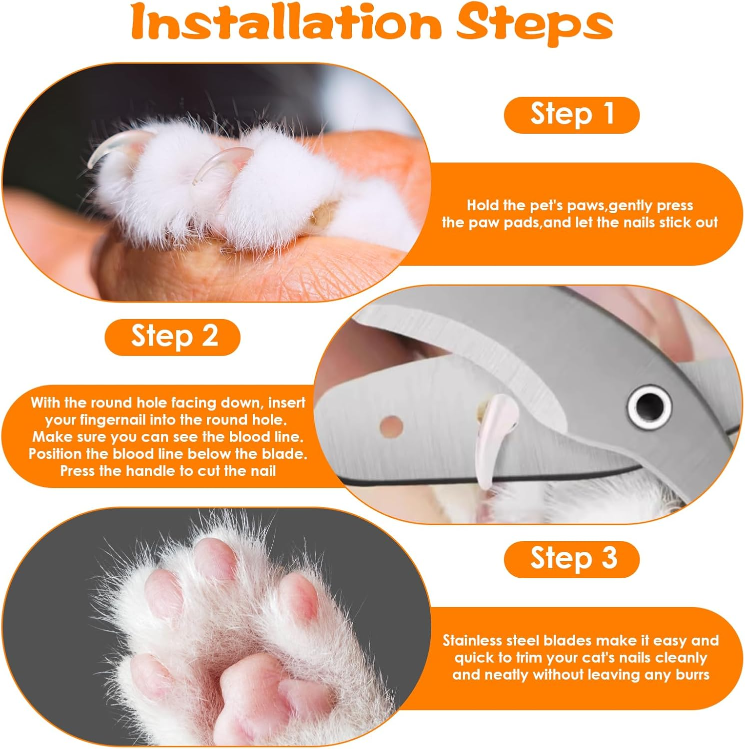 2 Pcs Cat Nail Clipper & Cat Claw Trimmer Set - Dual Hole Design for Safe & Precise Grooming, Professional Cat Claw Clippers for Cats, Kittens, Dogs, Puppies, Rabbits, Birds & Hamsters image number 1