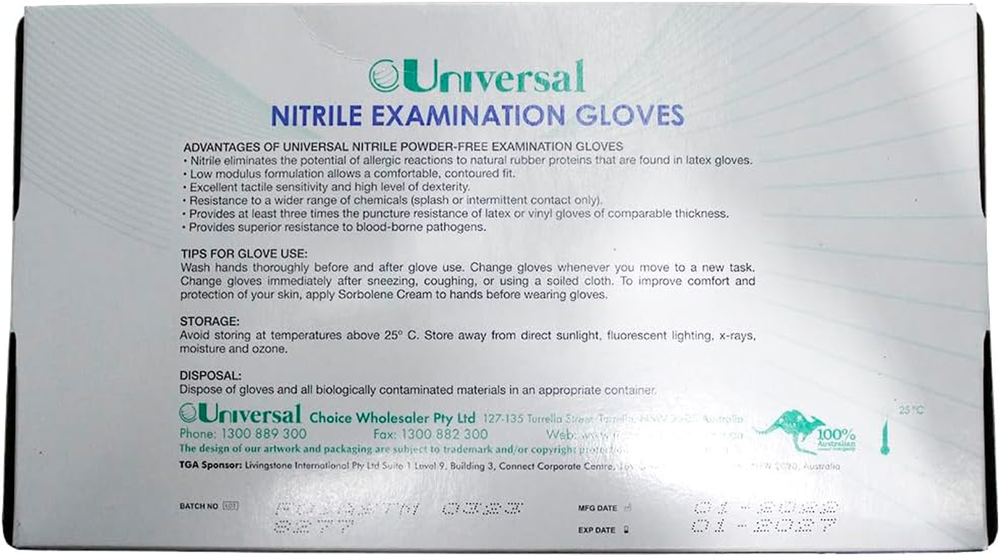 Universal Nitrile Examination Gloves, Blue, 100 Count image number 1