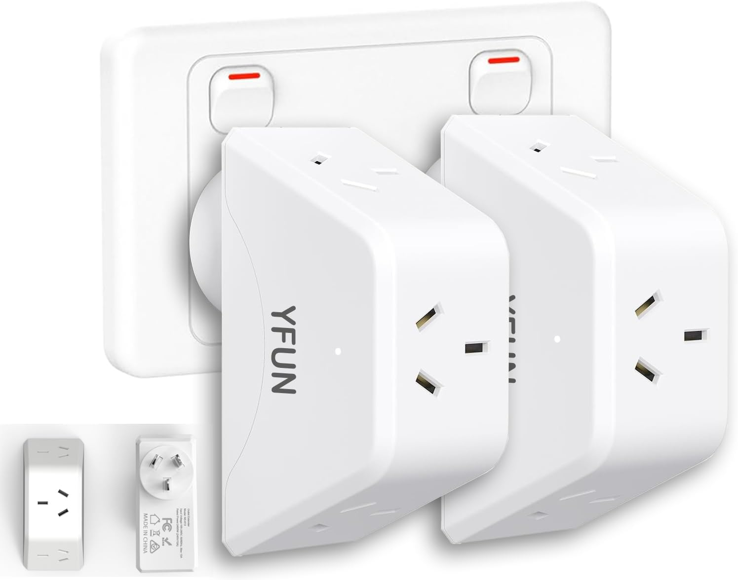 3In1 Outlet Extender, 3 AC Outlets Power Board, 3 Way Socket, No-Bloacking Multi Plug Power Strip, Compact Travel Adapter for Bathroom, Kitchen, Bedroom, Hotel, Office, Cruise (2-Pack) image number 1