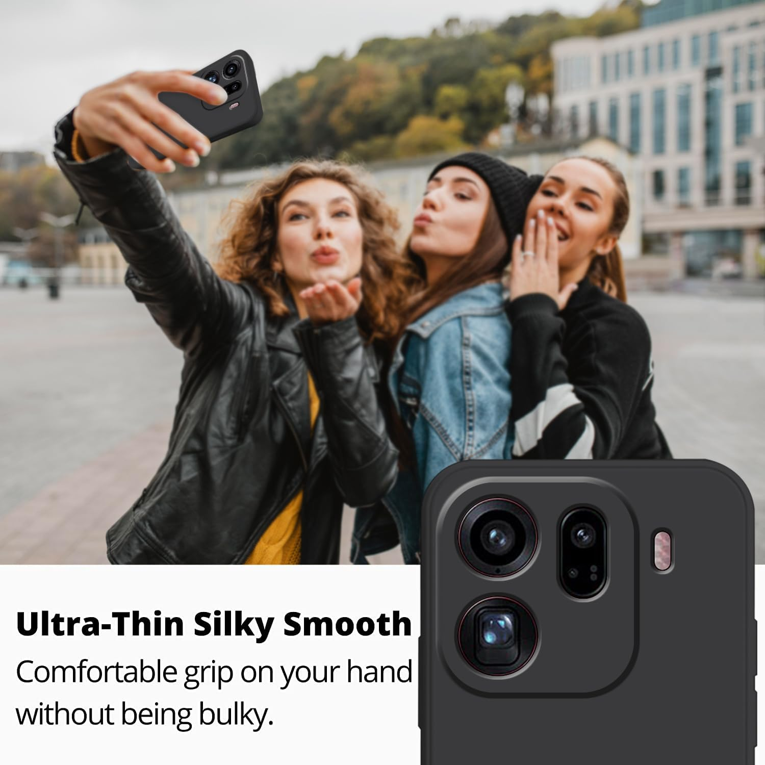 Wousunly for Oppo Find X9 Case Liquid Silicone TPU, Mobile Phone Case for Oppo Find X9 Thin Scratch-Resistant Soft Shockproof (Black) - Blue image number 2