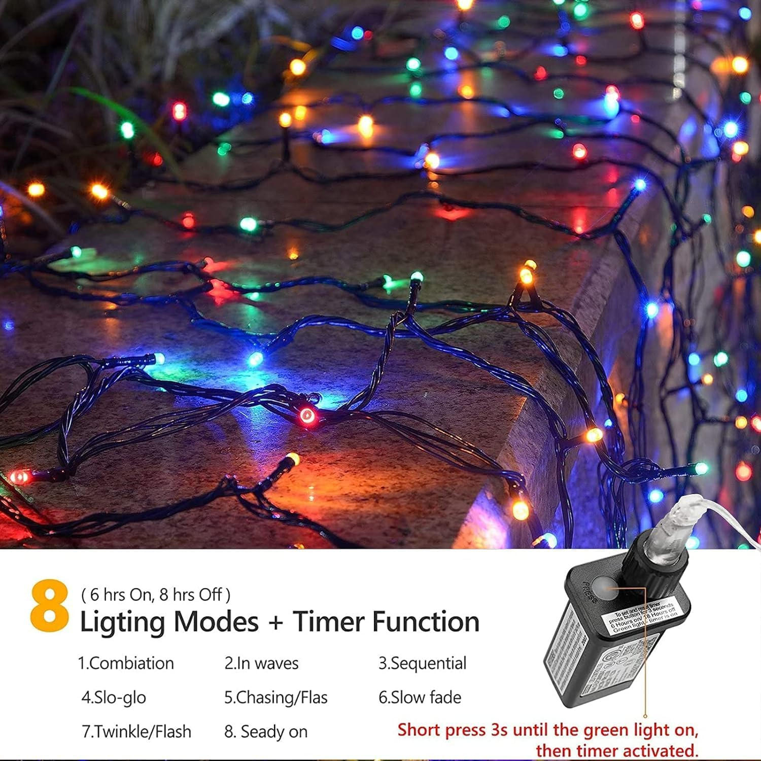 Locinoe Christmas Lights 30M 300 LED String Lights with 8 Modes Timer Waterproof Plug-In Twinkle Fairy Lights for Home, Garden, Party, Holiday, Tree, Christmas Decorations (Multicolor)