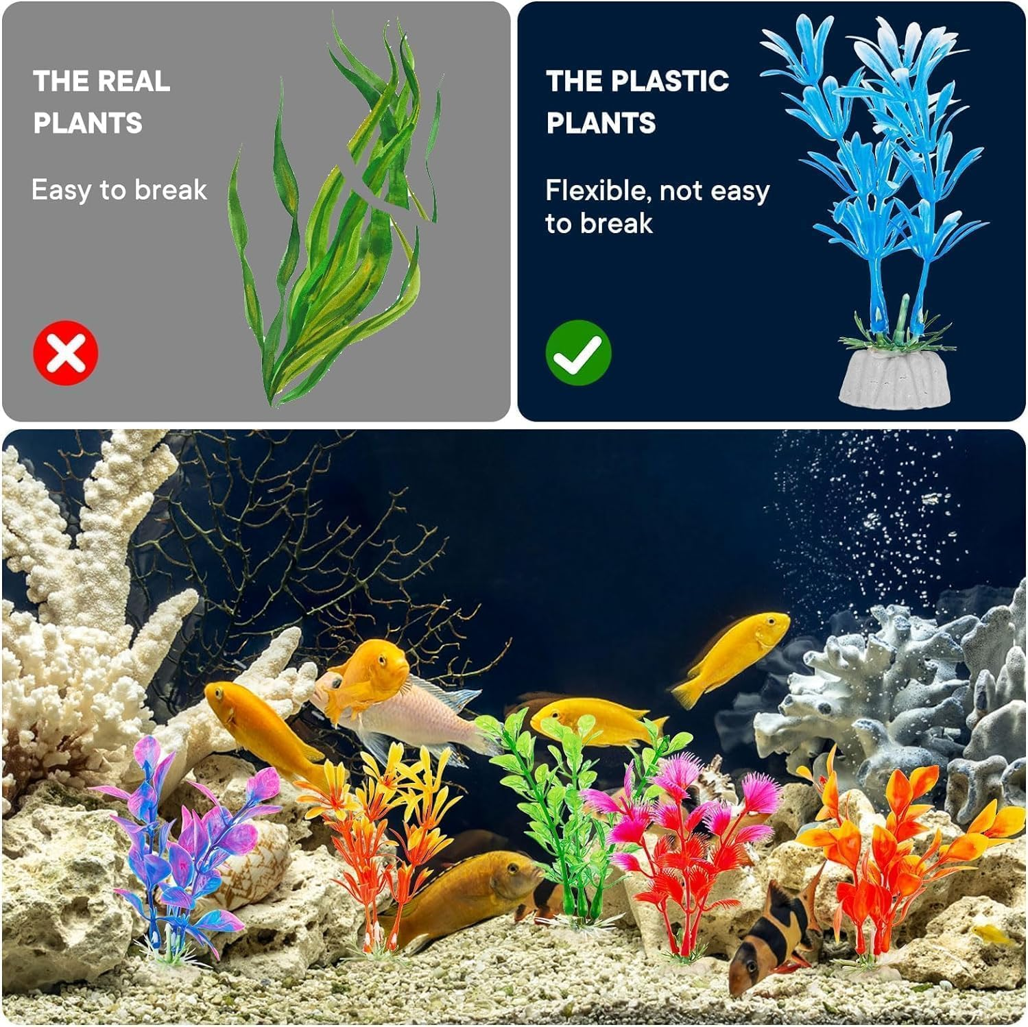 10PCS Artificial Aquatic Plants ，Plastic Aquariums Plants Decorations,Used for Household and Office Aquarium Simulation Plastic Hydroponic Plants. image number 1