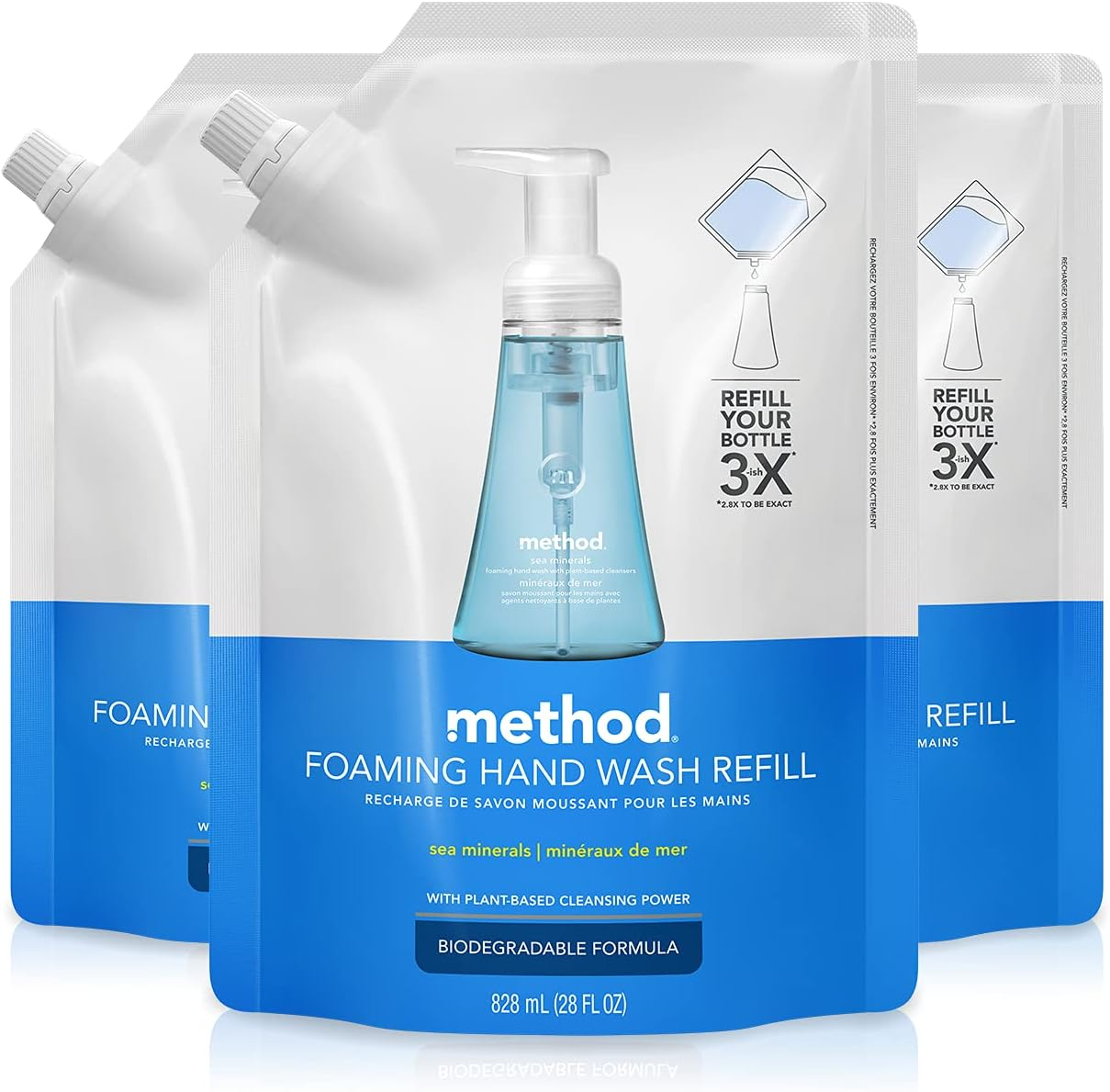 Method Foaming Hand Wash Refill Pouch, Sea Minerals, 28Oz, 3Pk image number 2