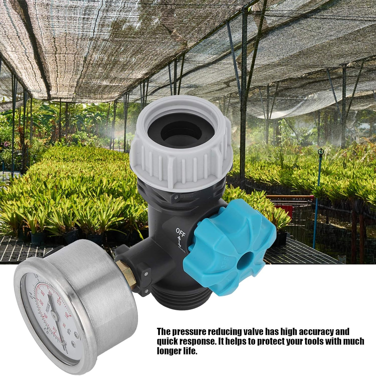 Water Pressure Valve, Pressure Reducer G3/4In Water Pressure Regulator, Adjustable Durable for Garden Greenhouse image number 1