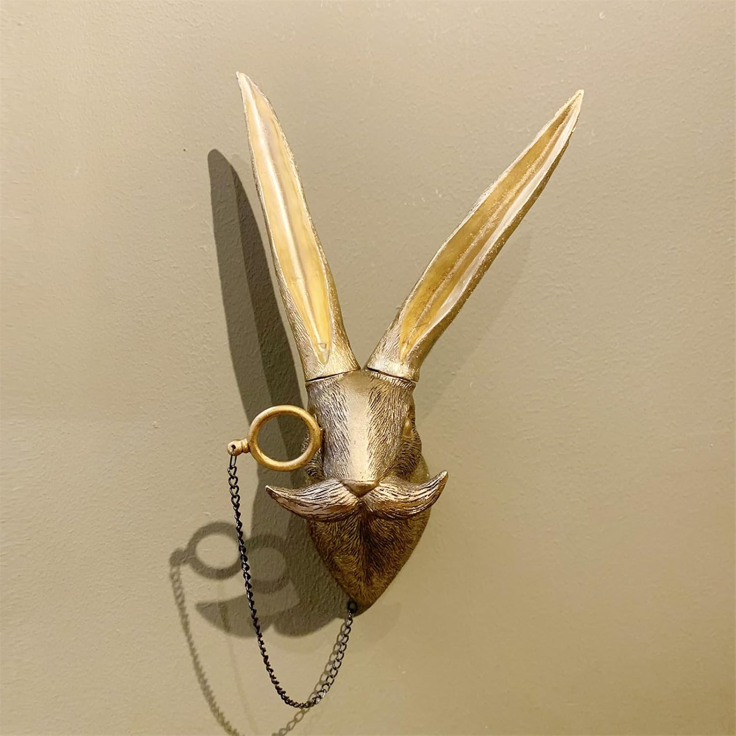 Animal Heads Wall Decor, Faux Deer Head Mount, Animal Sculptures Wall Decor, Resin Animal Head Wall Hanging Decoration for Living Room Bedroom Kitchen Gift,Rabbit - Bear image number 2