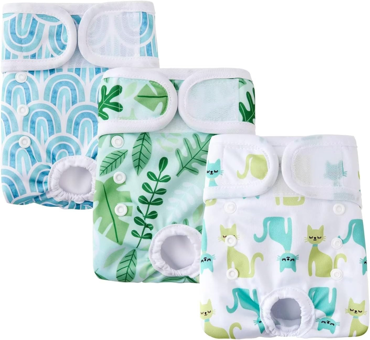 COMSLE Female Dog Heat Pants Pack of 3 M, Highly Absorbent and Sanitary Towels Dog Nappies for Female Dogs, Adjustable Size image number 5