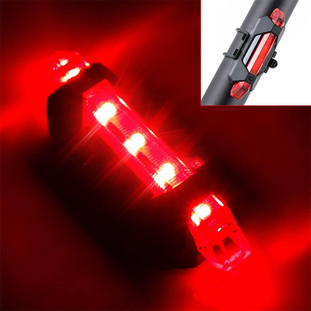 USB Rechargeable 5 Tail LED Bicycle Tail Light Warning Red image number 5
