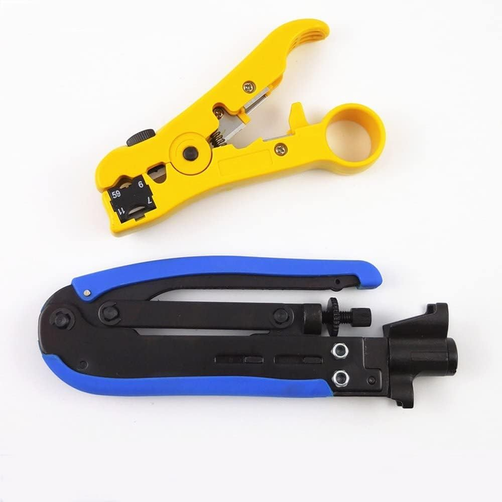 ZONADA F-Connector Crimper Stripper Cutter Set for Coax Coaxial Cable RG6 RG59 RG11 Hand Compression Crimping Cutting TV Cable Hand Tool 20X F Compression Connectors Included image number 5