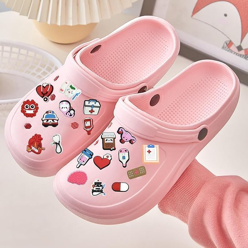 25Pcs Shoe Badges, Cartoon Doctor Nurse Decorations for Clogs, Medical Charm for Children Slippers, Nurse Medicine Shoe Pendant for Teens Women Men, Polyvinyl Chloride