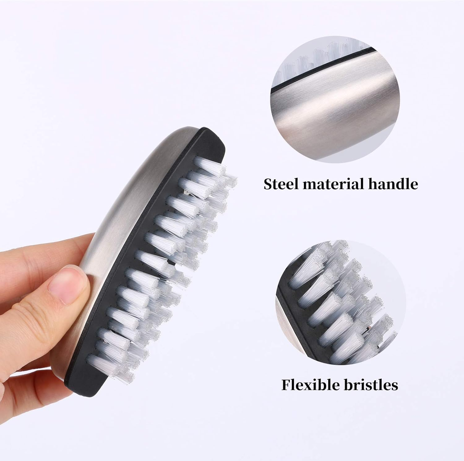 Yebeauty 2 PCS Nail Brushes for Cleaning, Stainless Steel Fingernail Cleaner Toe Cleaning Scrubbing Brushes Pedicure Nail Scrubber