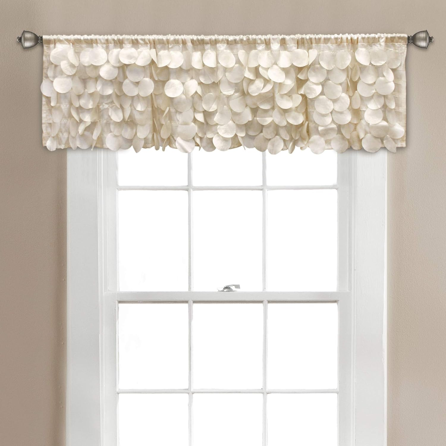Lush Decor Gigi Valance Window Curtin, 14" X 70", Ivory image number 5