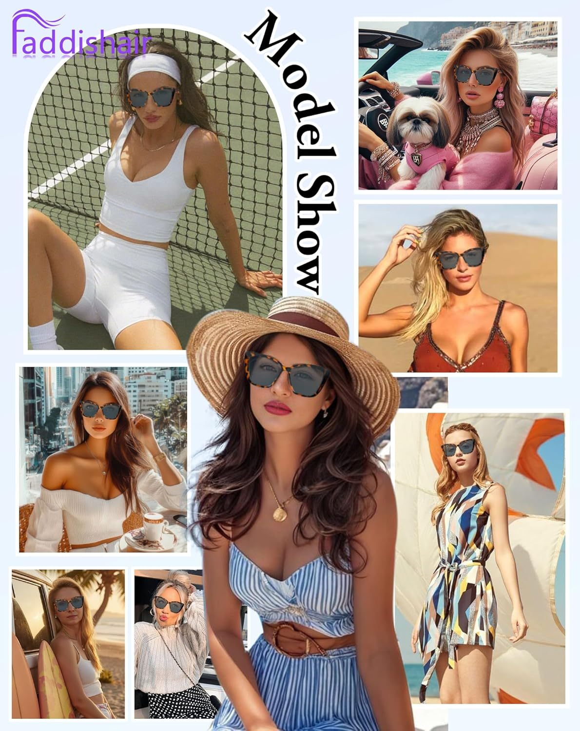 Faddishair Trendy Sunglasses for Men Rectangle Vintage Brown Large Polarized Aviator Sunglasses for Women Running Sports image number 3