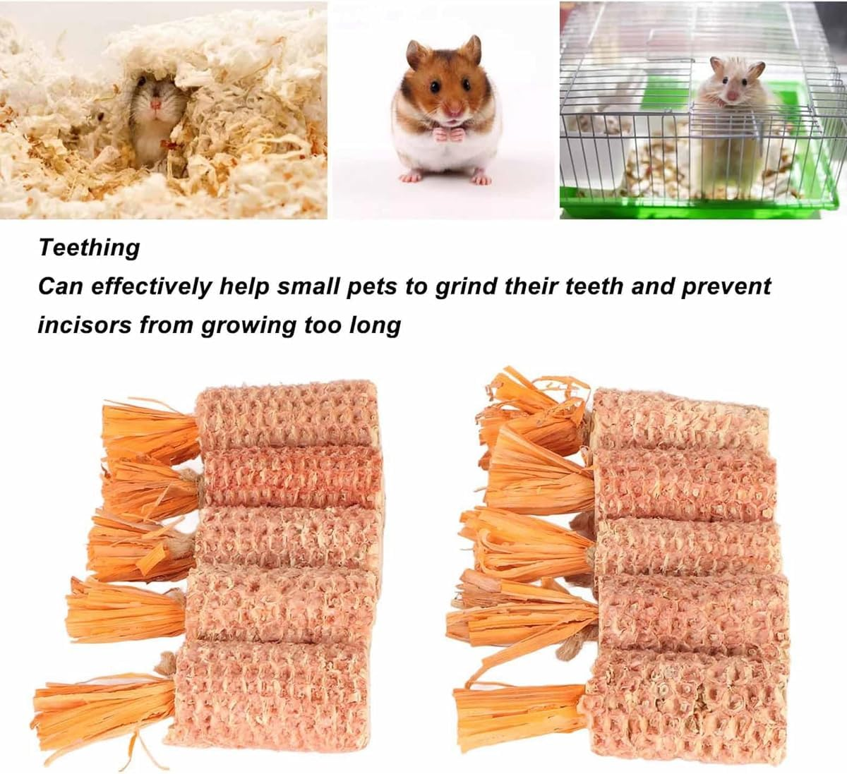 AIMALL 10Pcs Pet Bite Radish Hamster Toy Set, Corn Cob Chew Sticks for Guinea Pig Rabbit Totoro, Small Rodent Dental Care & Teething Toy for Hamster, Squirrel, Hedgehog (3.54In/9Cm) image number 2
