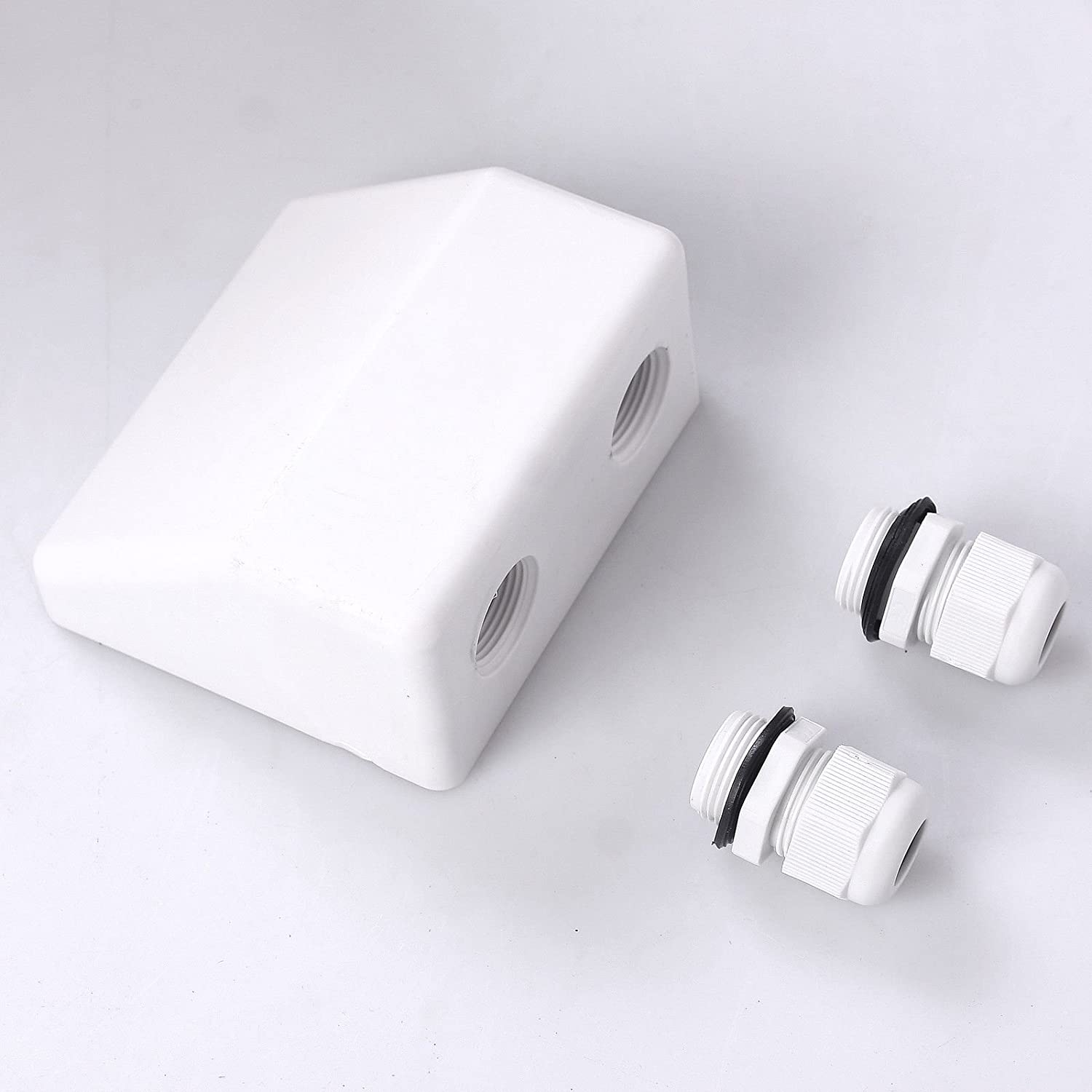 NUZAMAS Waterproof Twin/Double Cable Entry Gland Box for Solar Panel Satellite Aerial Caravan Motorhome RV Camping Van Boat Uv-Resistant -White