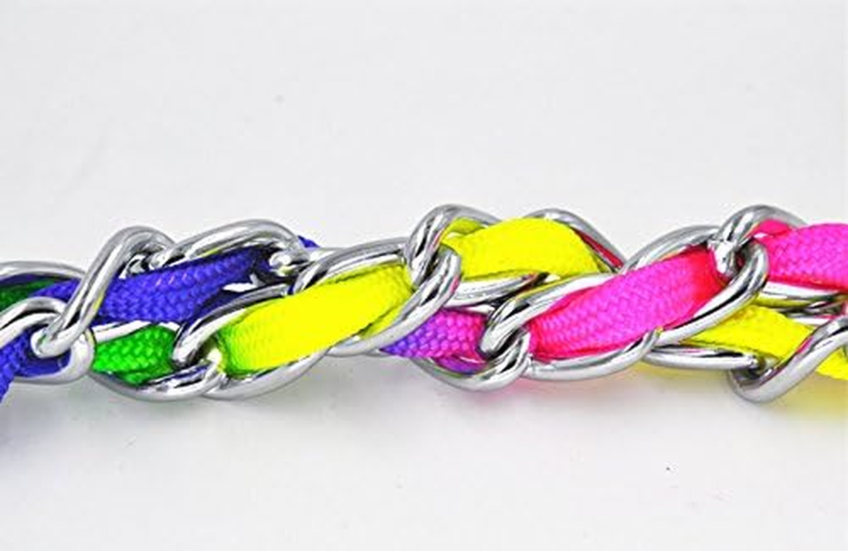 JWPC Rainbow Color Stainless Steel P Chock Metal Chain Training Dog Pet Collars Necklace Walking Training Pet Supplies for Small Medium Large Dogs,L image number 2