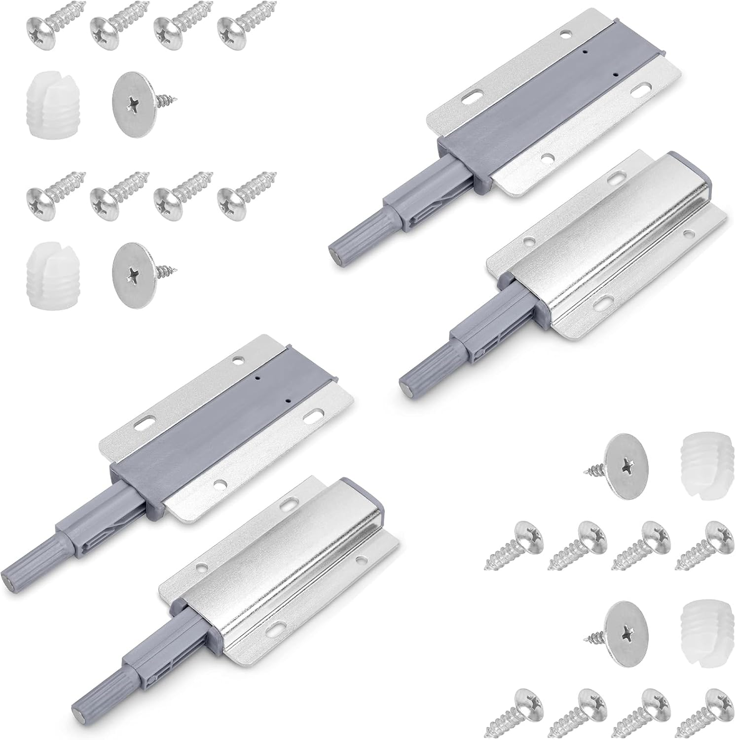 4Pack Push to Open Magnetic Door Latches, Aluminum Alloy Housing Heavy Duty Latch Hardware, Magnetic Door Catch, Magnetic Push Latches Cabinet for Closet, Kitchen Doors, Cabinets, Drawers, Wardrobes image number 3