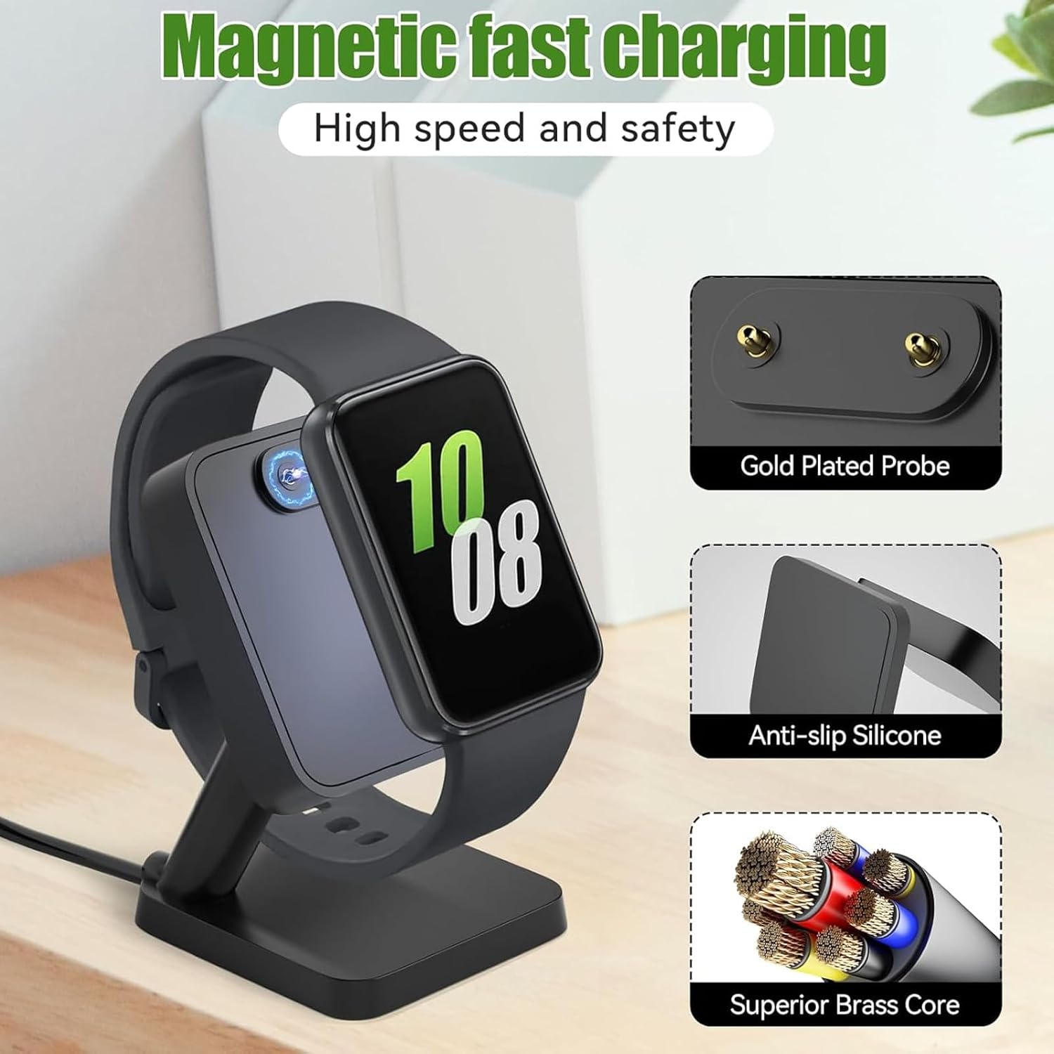 Dpofirs Charger Dock Stand for FIT 3 Smartwatch, Magnetic Charging Dock for FIT 3 SM-R390 Charge Station Base, with 3.3Ft USB Charging Cable image number 5