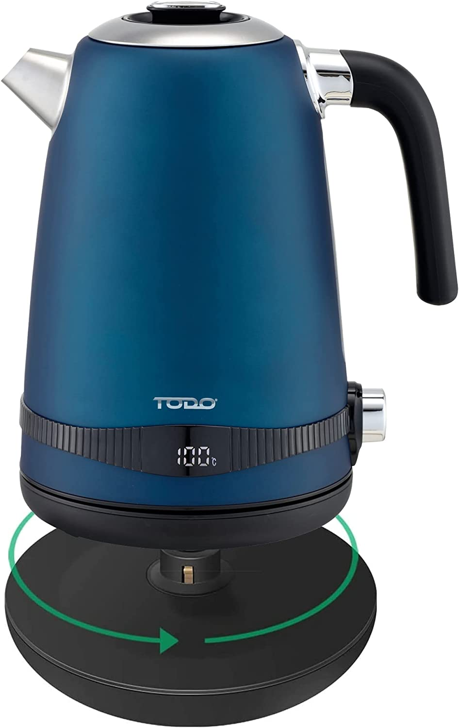TODO 1.7L Stainless Steel Cordless Kettle Keep Warm Electric Led Water Jug - Blue
