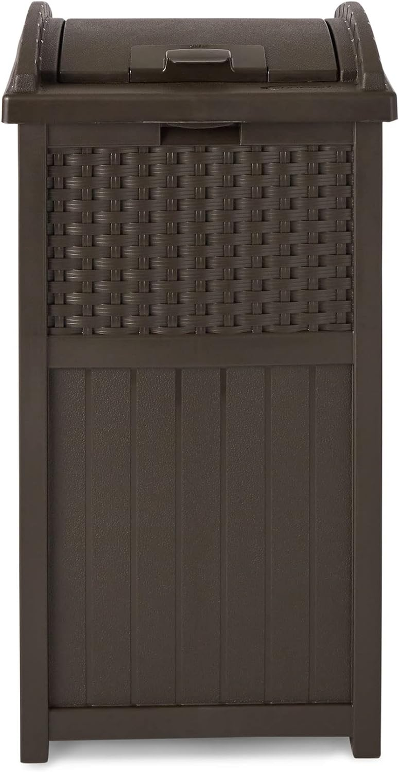 Suncast 33 Gallon Hideaway Can Resin Outdoor Trash with Lid Use in Backyard, Deck, or Patio, 33-Gallon, Brown - Brown image number 5