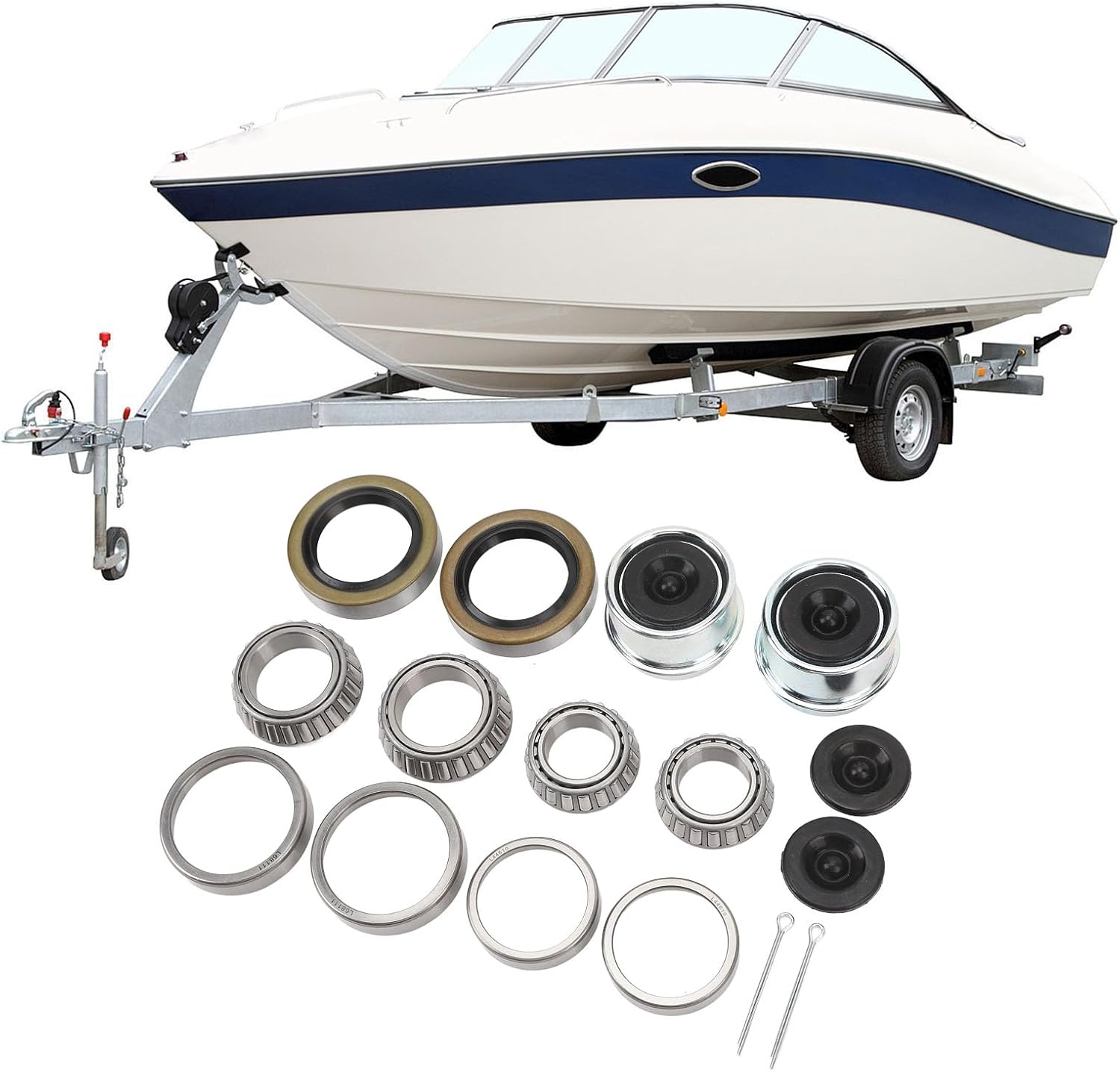 2 Sets Boat Trailer Axle Bearing Kits for 1‑1/16In to 1‑3/8In Trailer Axles 3500Lb 84 Spindle, L68149 L44649 Bearing Kits, Trailer Axle Wheel Hub Bearings Kit, Easy Installation image number 2