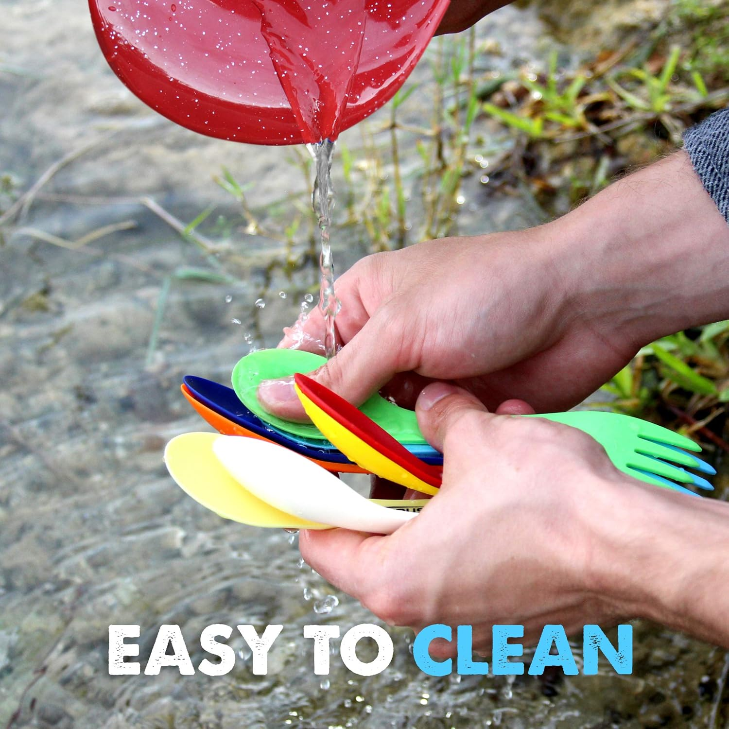 Tapirus Spork to Go V8 Set | 8 Colorful Durable & BPA Free Tritan Sporks | Spoon Fork & Knife Combo Utensils Flatware Mess Kit for Camping & Outdoor Activities | with Bottle Opener & Carrying Case image number 6