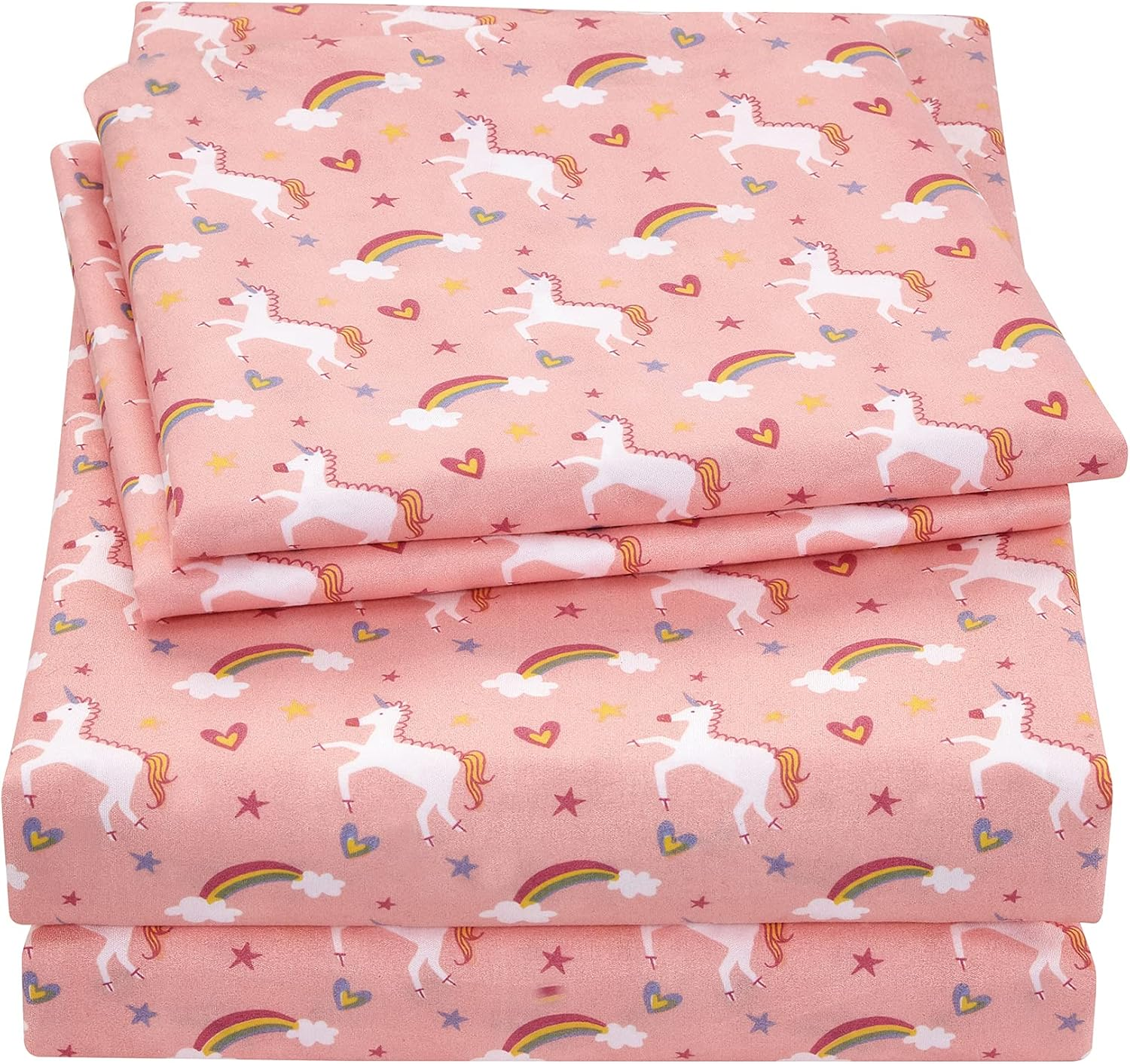 Viviland 4 Pieces Boys White Full Sheet Set - Soft Microfiber Fitted Flat Sheets & Pillowcase Bed Sheet Set - Red Excavator Construction Tractor Truck Bedding Sets - for Kids & Toddlers