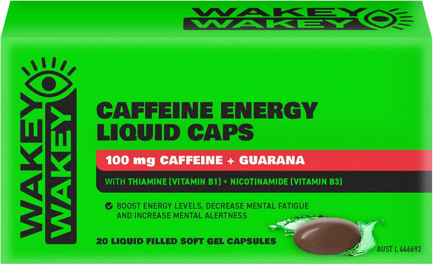 Wakey Wakey Caffeine Energy Liquid Caps 20PK image number 4