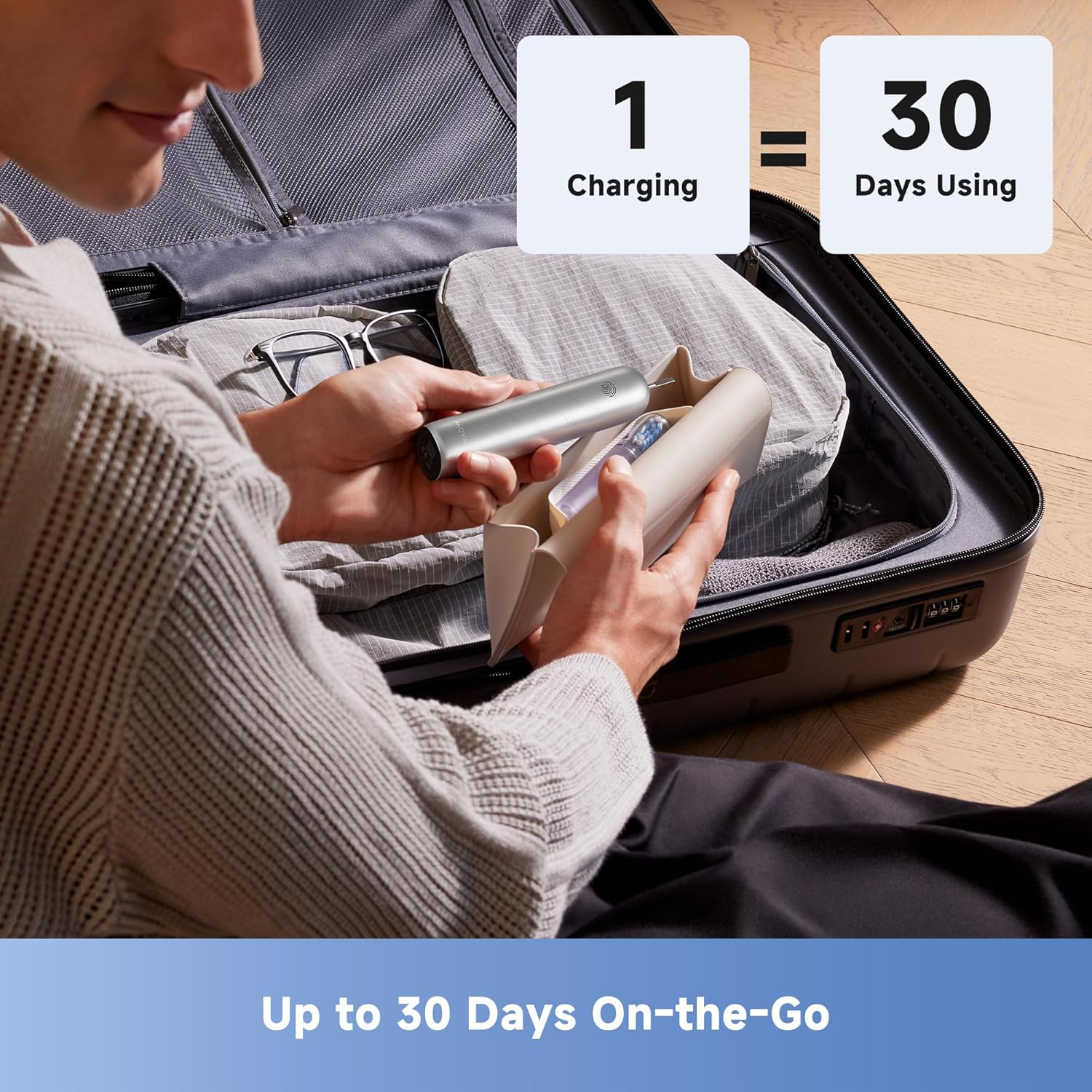 MOVA Fresh Pro 3Dclean Electric Toothbrush with AI Pressure Sensing, 30-Day Battery, 2 Brush Heads and Travel Case, Bluetooth App, Whitening & Sensitive Care, Wireless Charging, Stain-Resistant Design, Matte Silver image number 6