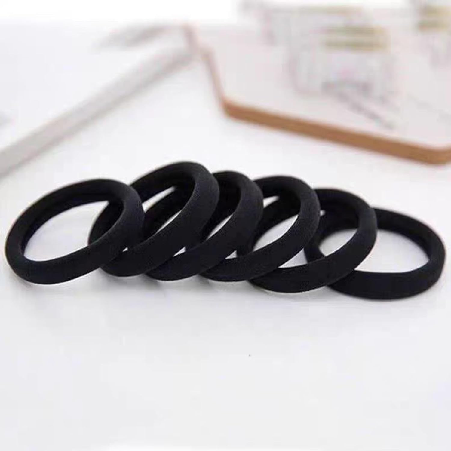 AGDGV 100 Pcs Black Hair Ties for Women Girls - Seamless No Damage Elastic Ponytail Holders for Thick/Thin Hair, Soft Hair Bands for Braids & Daily Use image number 1