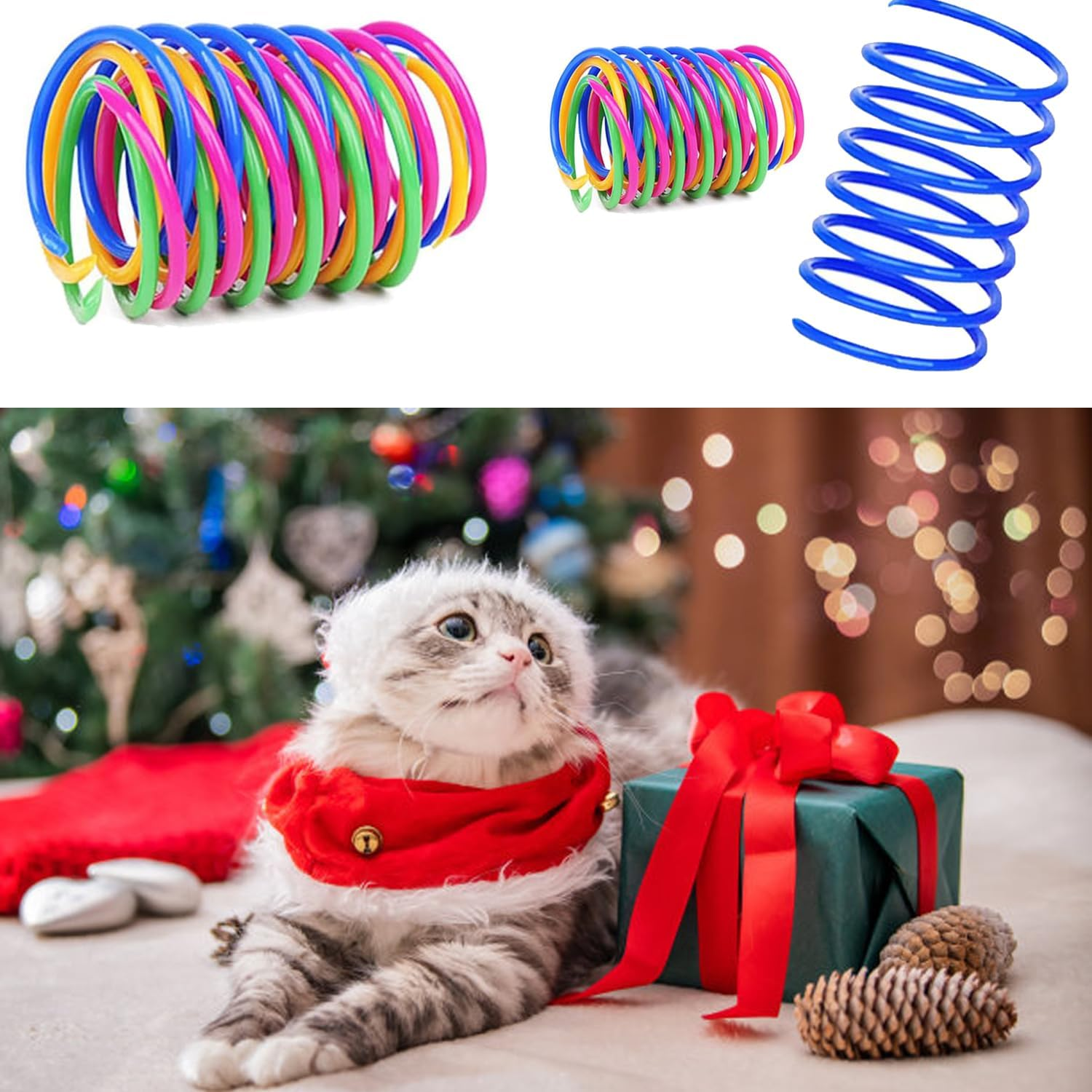 Cat Spring Toys, Bouncy Coil Kitty Toys for Indoor Cats Kittens Durable Interactive Cat Toys Fun Springy Cat Chew Toys for Entertainment image number 4