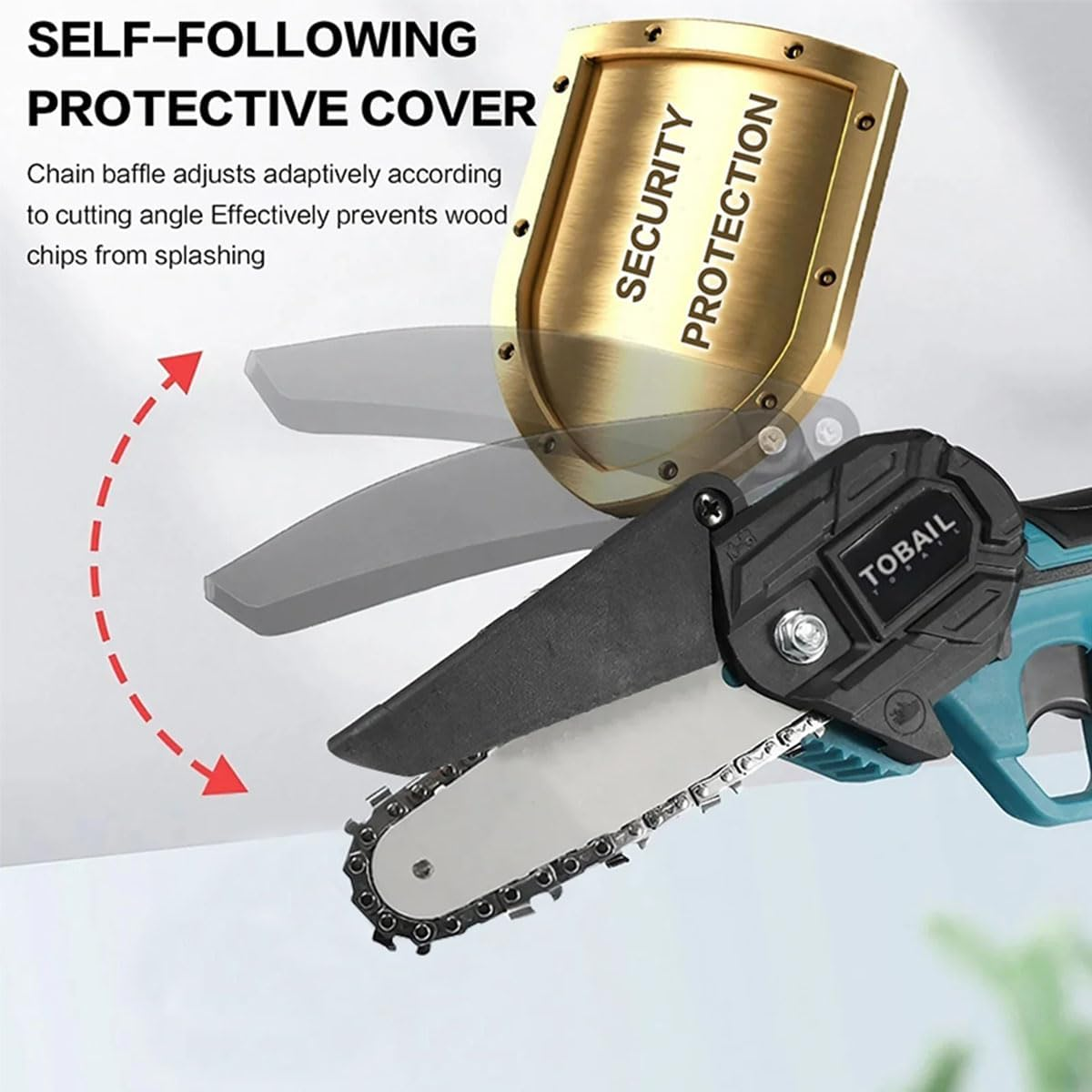 2 Battery 4" Mini Cordless Chainsaw, Rechargeable Electric Pruning Chain Saw, One-Handed Portable Chainsaw for Branch Wood Cutting Garden Tree Logging Trimming image number 6