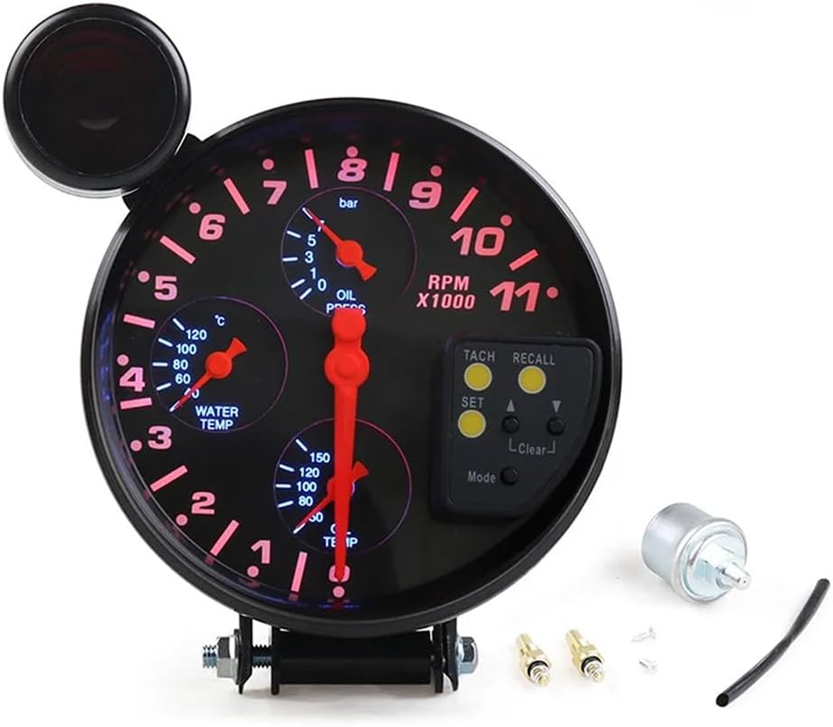 Domary 5Inch Car Tachometer Oil Temperature Gague Oil Pressure Meter image number 5