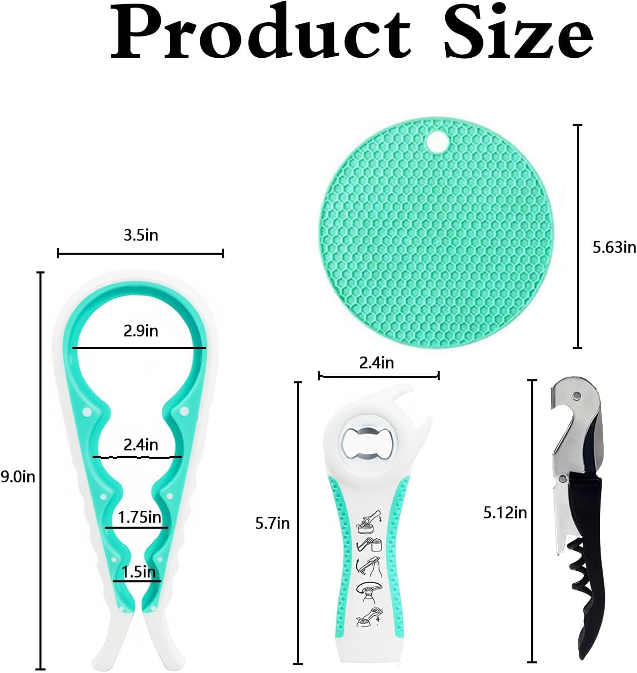 Kuskins Jar Opener Kit for Seniors with Arthritis - Non Slip Silicone Bottle & Can Opener, Ergonomic Gripper for Stubborn Lids, Arthritis Friendly Kitchen Tools for Weak Hands & Elderly (Set of 4) image number 3