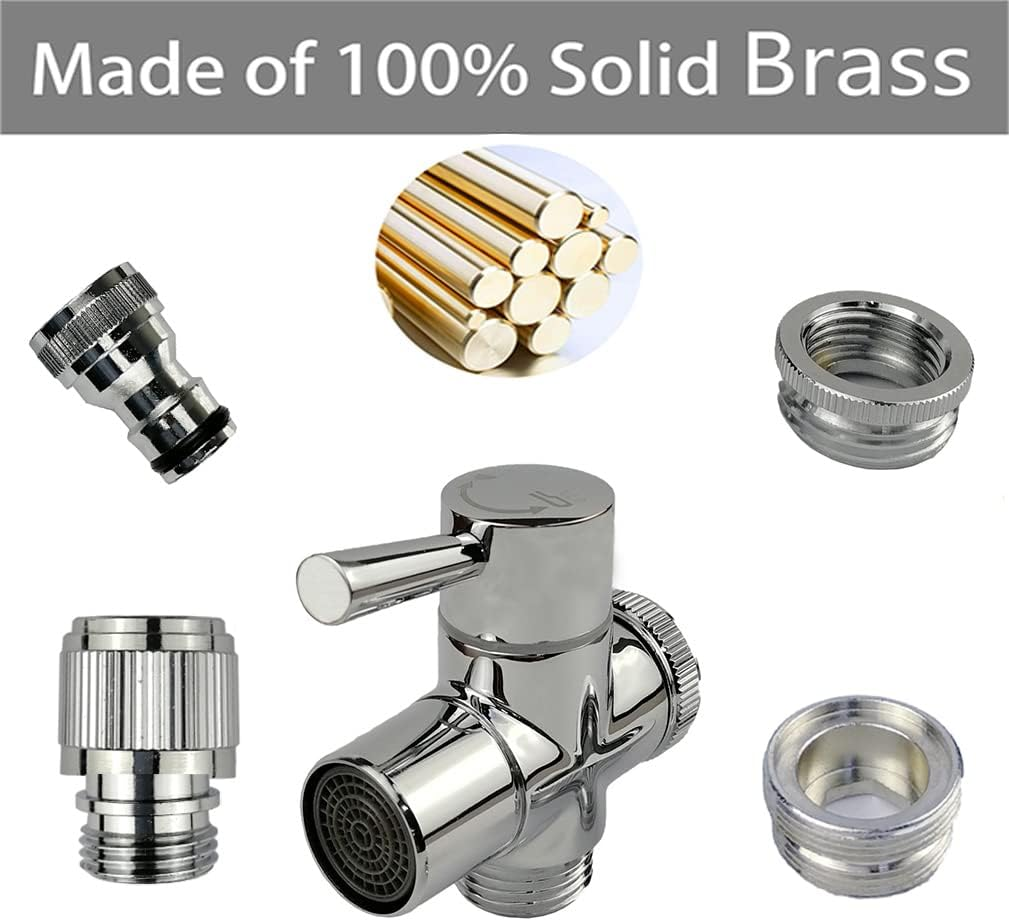 Brass Faucet Diverter Valve with Quick Connection, Faucet Diverter Adapter from Sink to Garden Hose/Shower Hose, Washing Machine/Dishwasher,For Bathroom/Kitchen Sink Faucet (Chrome) image number 1