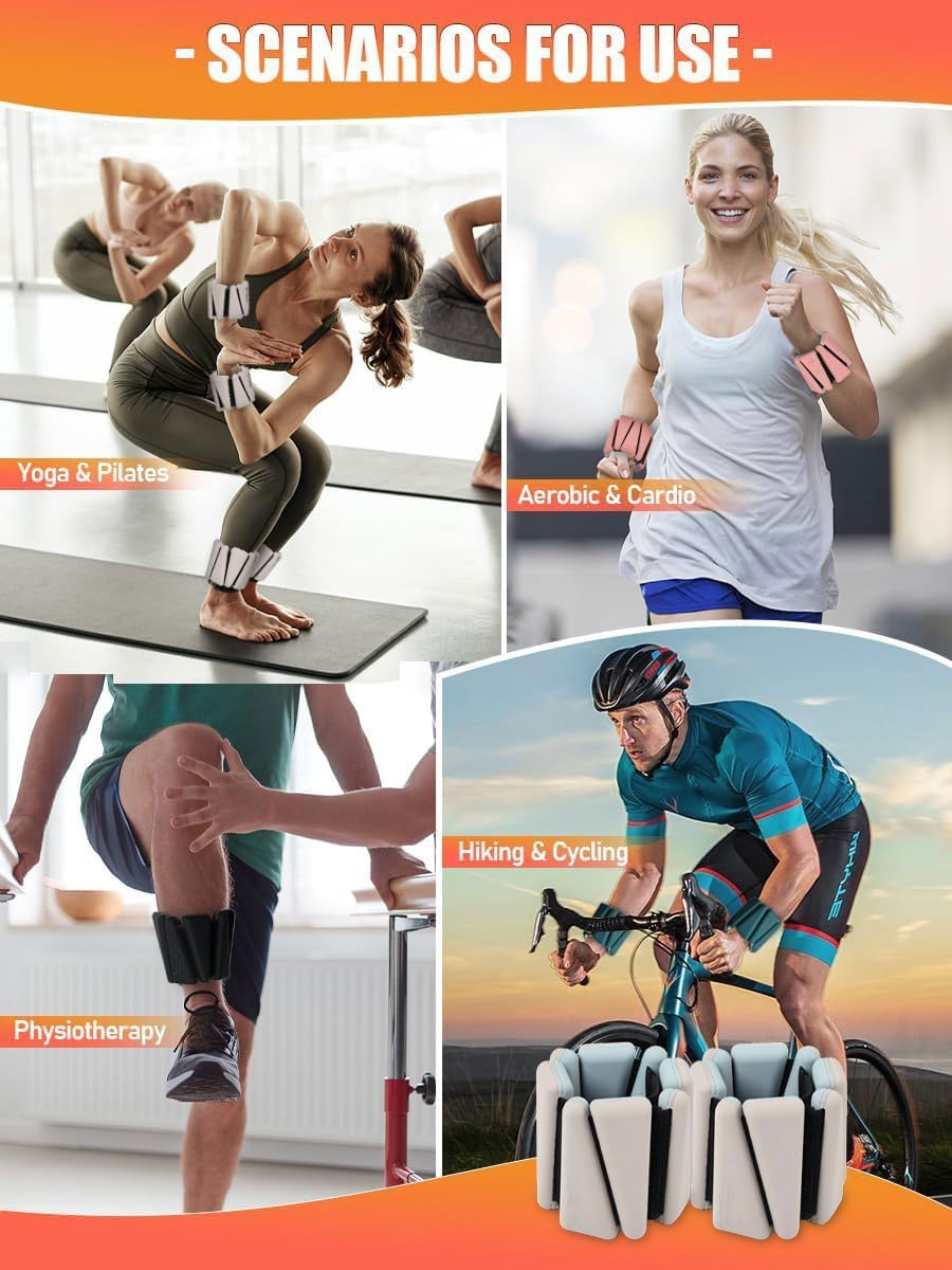 Wrist Ankle Weights Set of 2 (1 Kg Each) Adjustable Weights Training Intensity for Strength Training Walking Running Yoga Pilates Jogging for Women Men