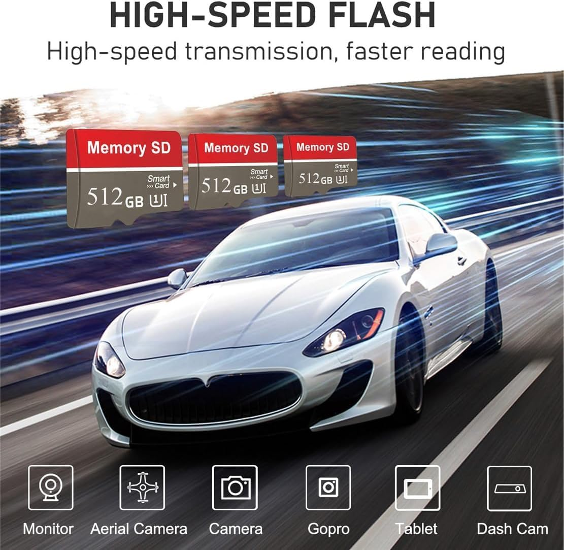 Microsd 512GB Memory Card with UHS-I U3 Full HD & 4K UHD Memory Card for Cameras and Drones Read Speed 100 Mb/S Write Speed 90 Mb/S image number 4