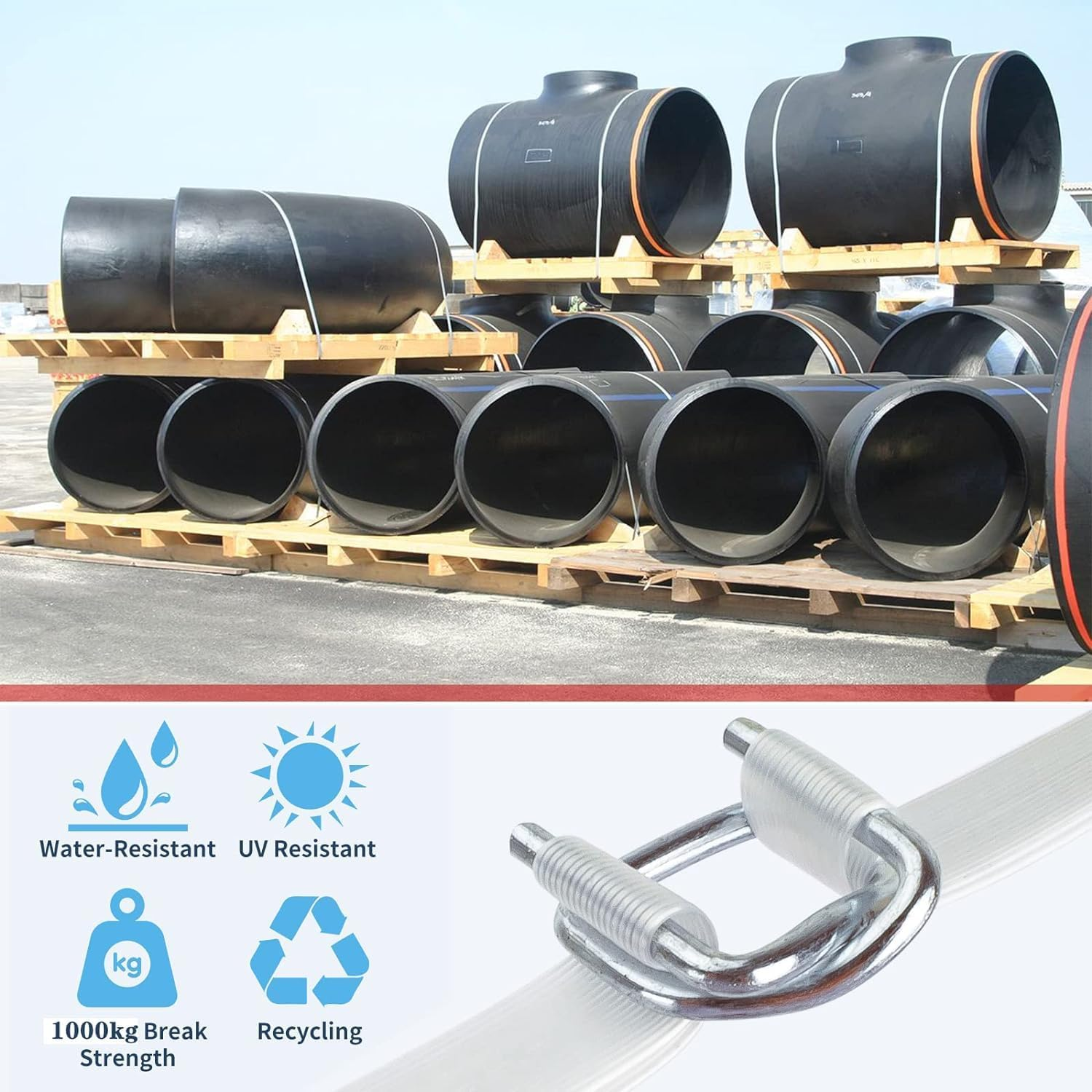 Anmas Rucci Heavy Duty Pallet Strapping Tools Kit - 3/4" X 328' Woven Cord Strapping Kit, 2000 Lbs Break Strength, Strapping Tensioner Tool, 50Pcs Reusable Buckles image number 4