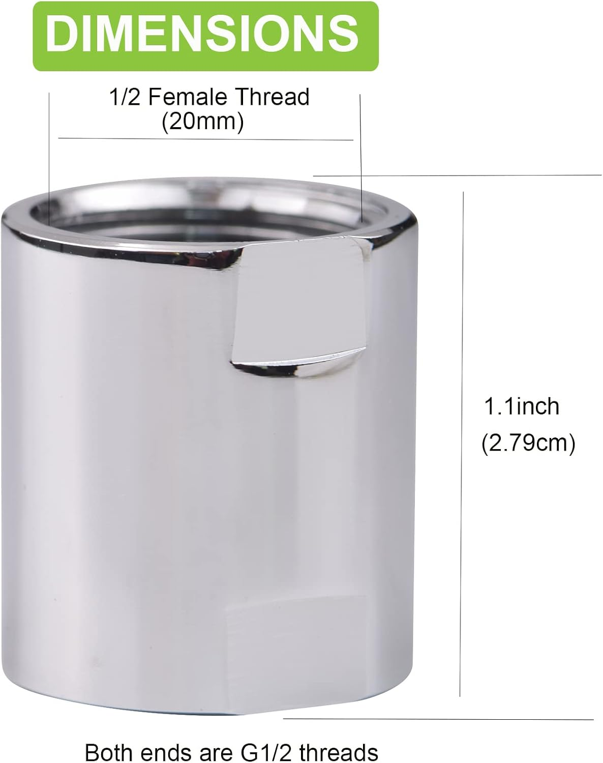 2 Pack Brass Pipe Fitting 1/2"G,Female Threaded Converter Adapter,Chrome Shower Coupling Pipe Fitting for Home Plumbing Pipes,Hose Extender Connector
